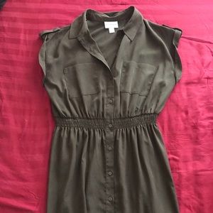 Green button down shirt dress